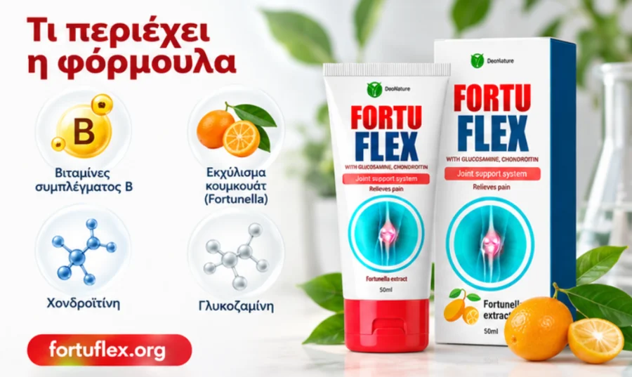 Fortuflex — σωληνάριο 50 ml με βιταμίνες Β, κουμκουάτ, χονδροϊτίνη και γλυκοζαμίνη