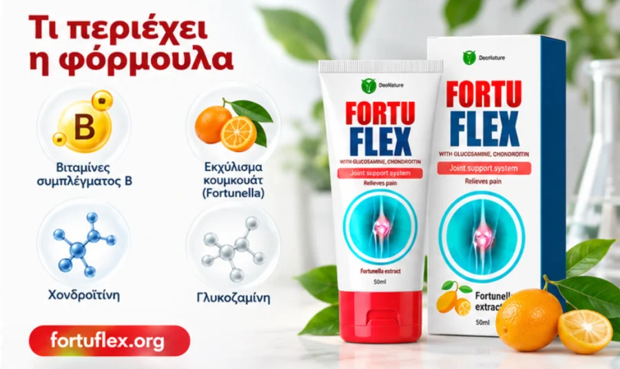 Fortuflex — σωληνάριο 50 ml με βιταμίνες Β, κουμκουάτ, χονδροϊτίνη και γλυκοζαμίνη